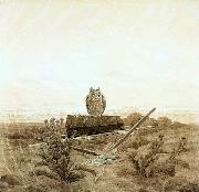 Caspar David Friedrich Landscape with Grave, Coffin and Owl oil painting artist